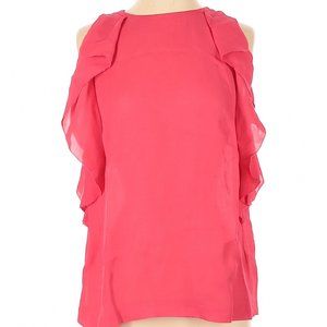 KATE SPADE Coral Pink Viscose Ruffle Accent Blouse